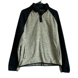 Lucky Brand Mens Sz Medium‎ Navy & Gray 1/4 Snap Long Sleeve Pullover Sweater